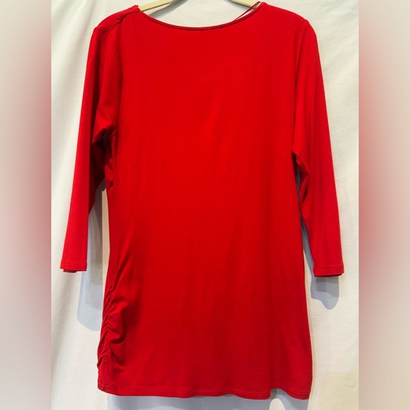 NWOT - Vince Camuto Vibrant Red Wrap Front Blouse With Ruched Sides - Picture 2 of 5